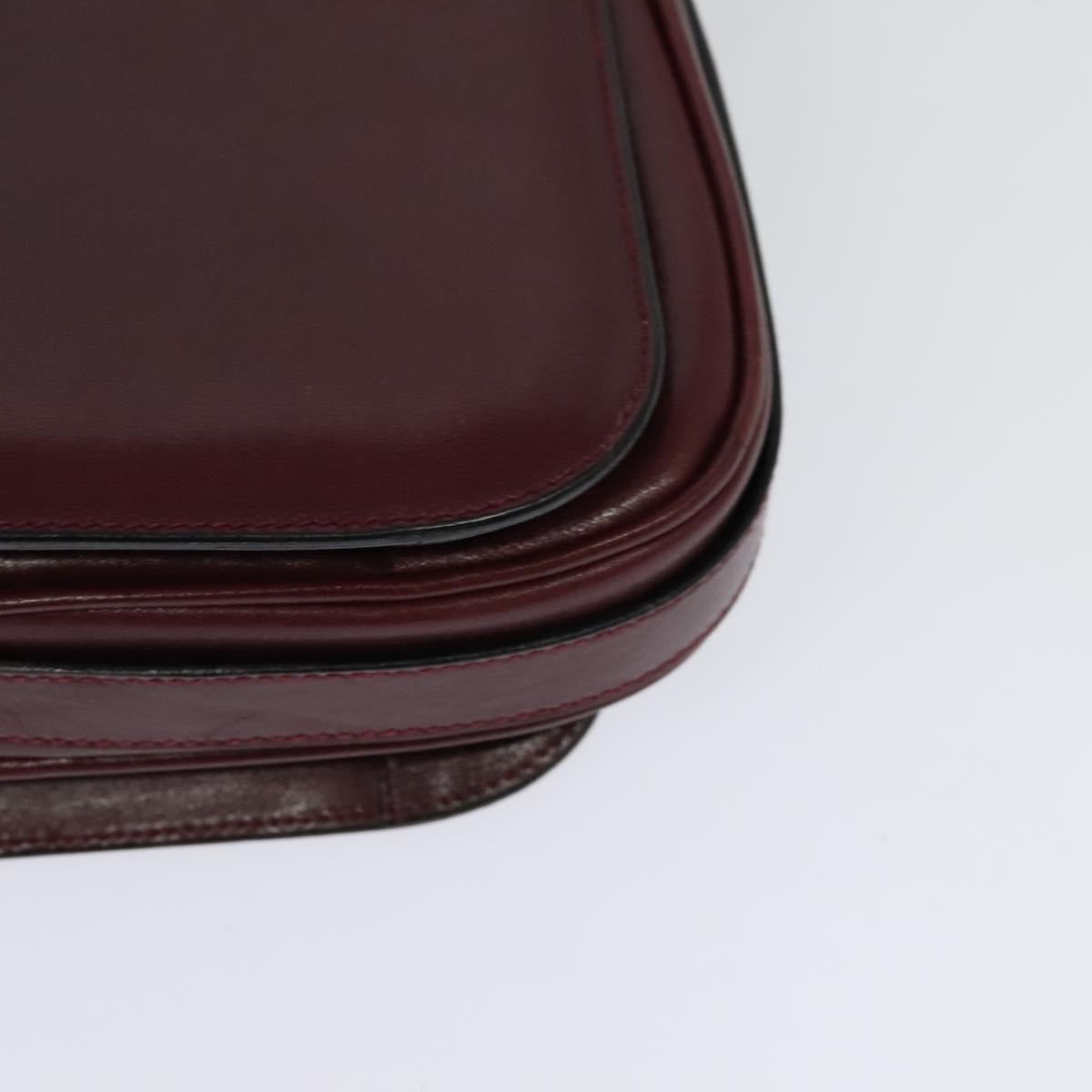 BALLY Shoulder Bag Leather Bordeaux Gold Auth BA1889