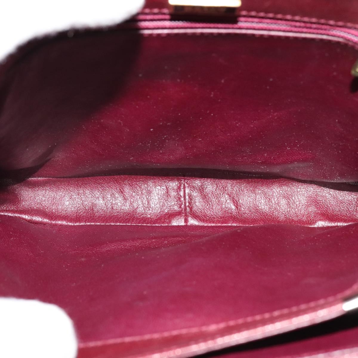 BALLY Shoulder Bag Leather Bordeaux Gold Auth BA1889