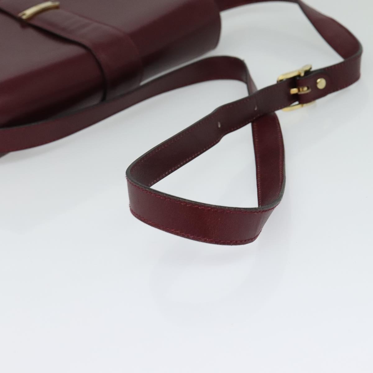 BALLY Shoulder Bag Leather Bordeaux Gold Auth BA1889