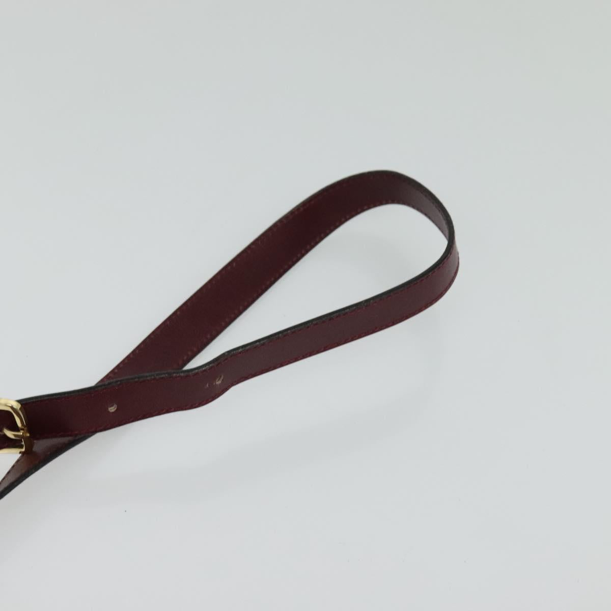 BALLY Shoulder Bag Leather Bordeaux Gold Auth BA1889