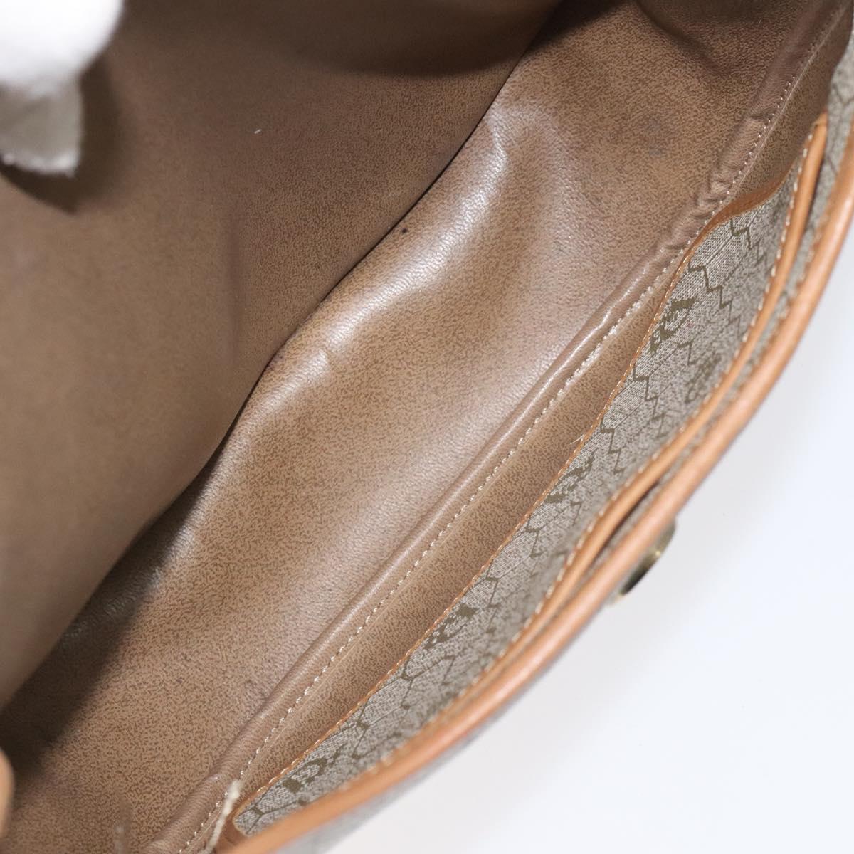 Christian Dior Honeycomb Canvas Shoulder Bag PVC Beige Gold Auth BA1892