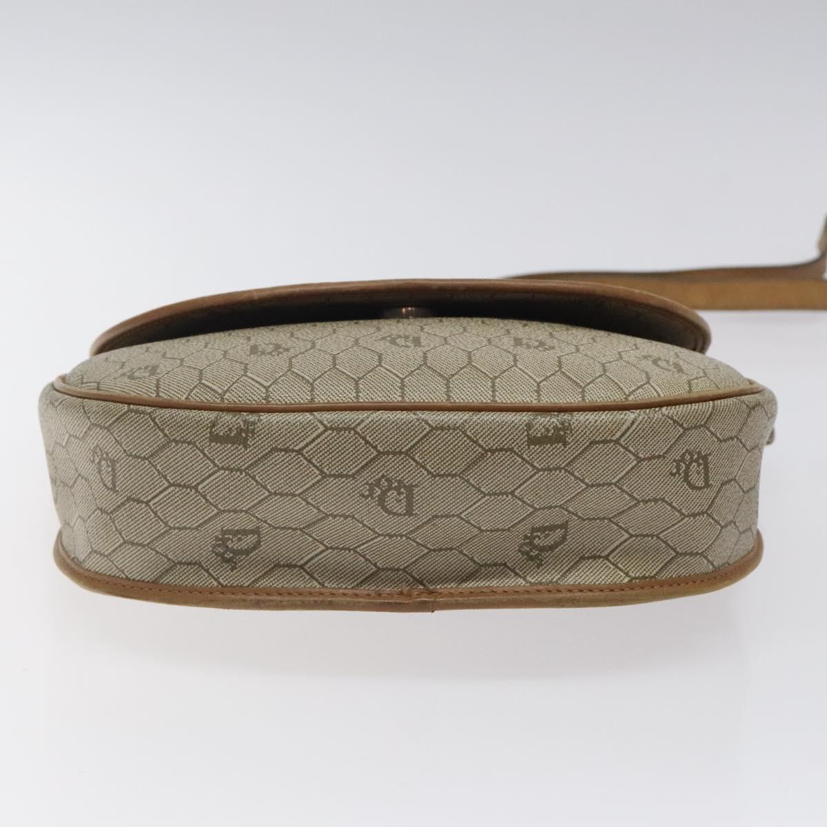 Christian Dior Honeycomb Canvas Shoulder Bag PVC Beige Gold Auth BA1892