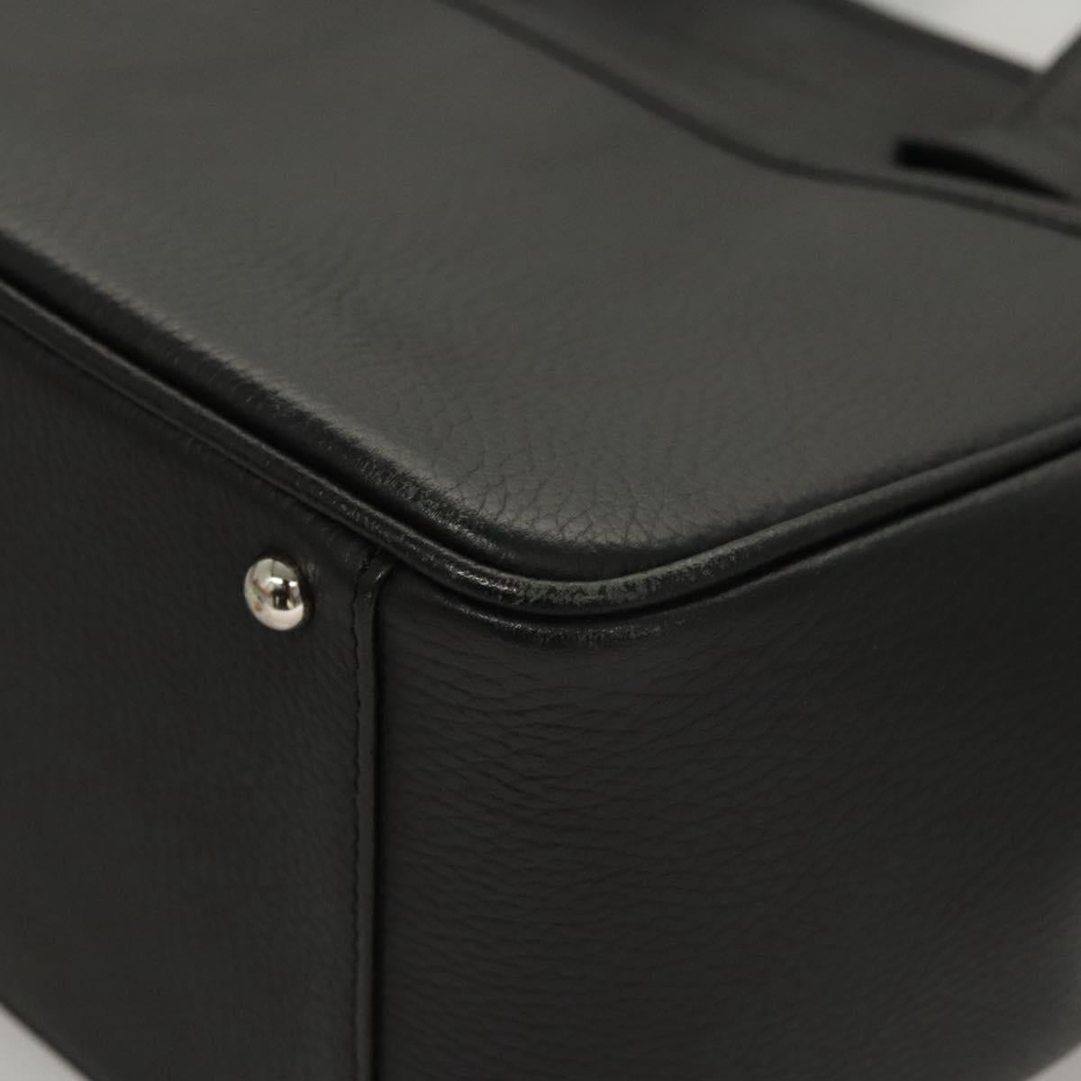 BURBERRY Hand Bag Leather Black Silver Auth BA1908