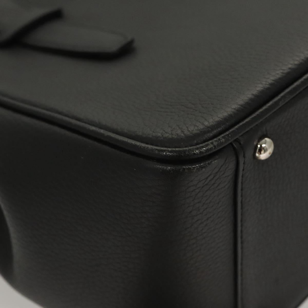 BURBERRY Hand Bag Leather Black Silver Auth BA1908