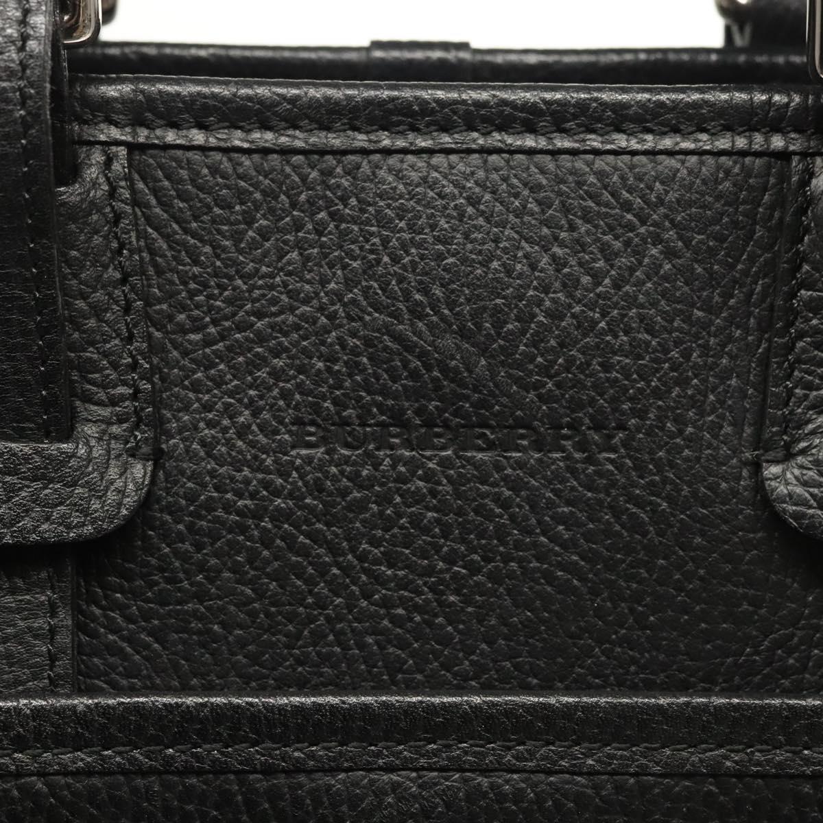 BURBERRY Hand Bag Leather Black Silver Auth BA1908