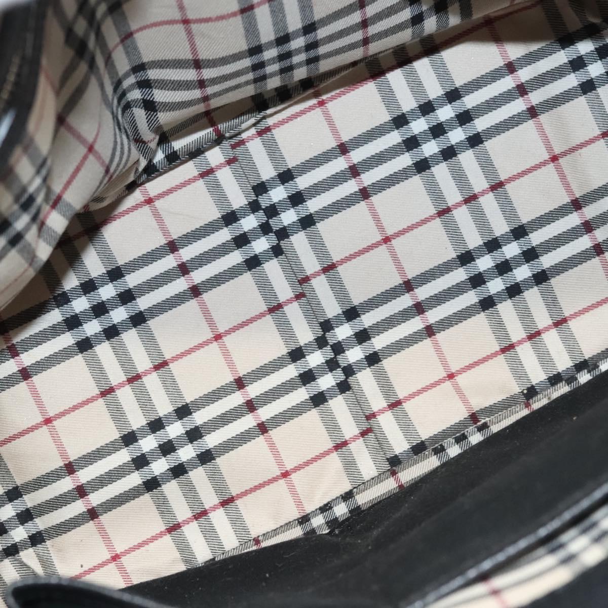 BURBERRY Hand Bag Leather Black Silver Auth BA1908