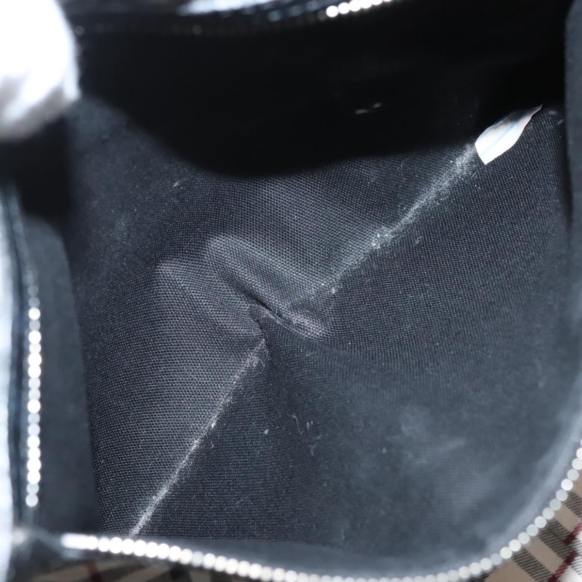 BURBERRY Hand Bag Leather Black Silver Auth BA1908