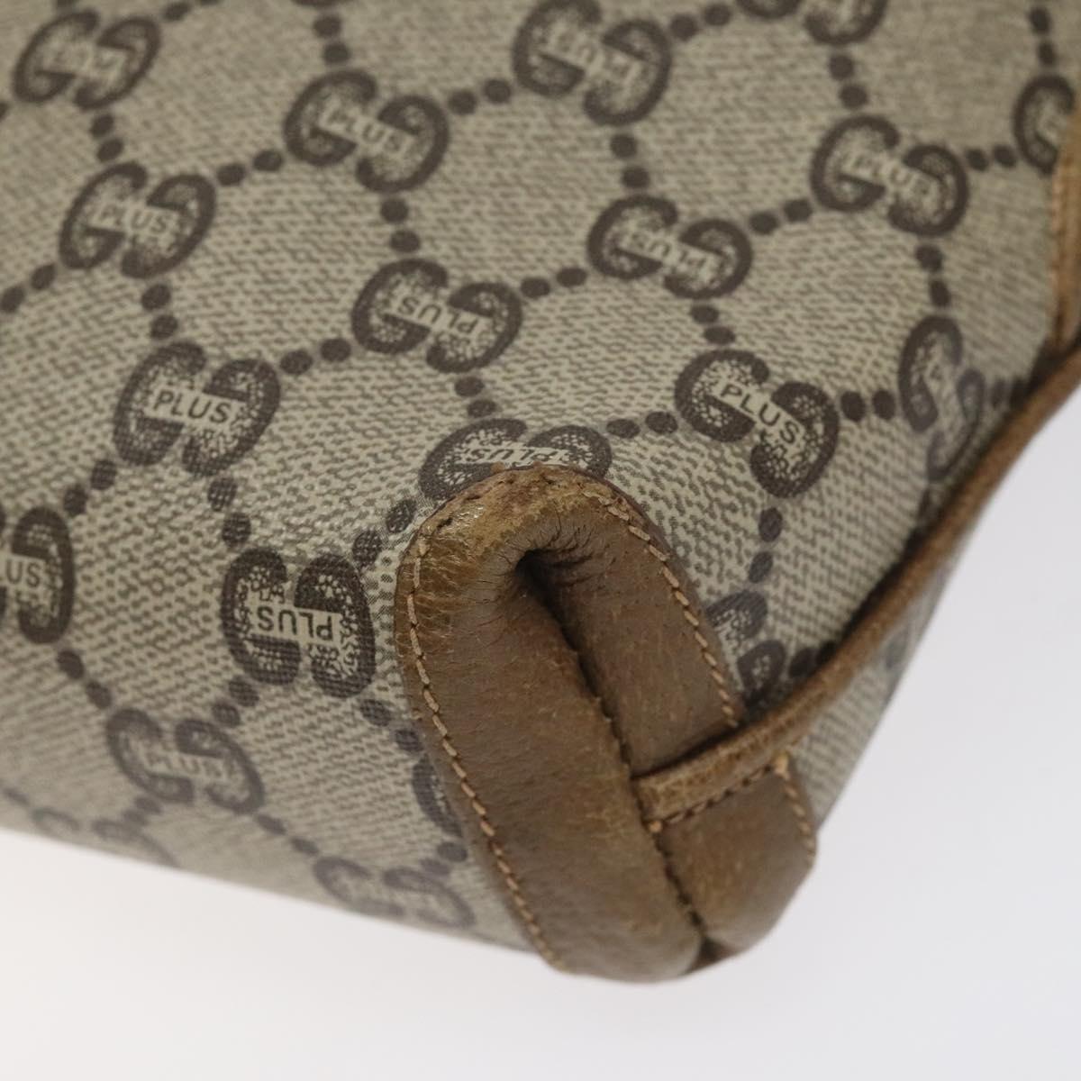 GUCCI GG Plus Supreme Shoulder Bag PVC Beige Gold Auth BA1910