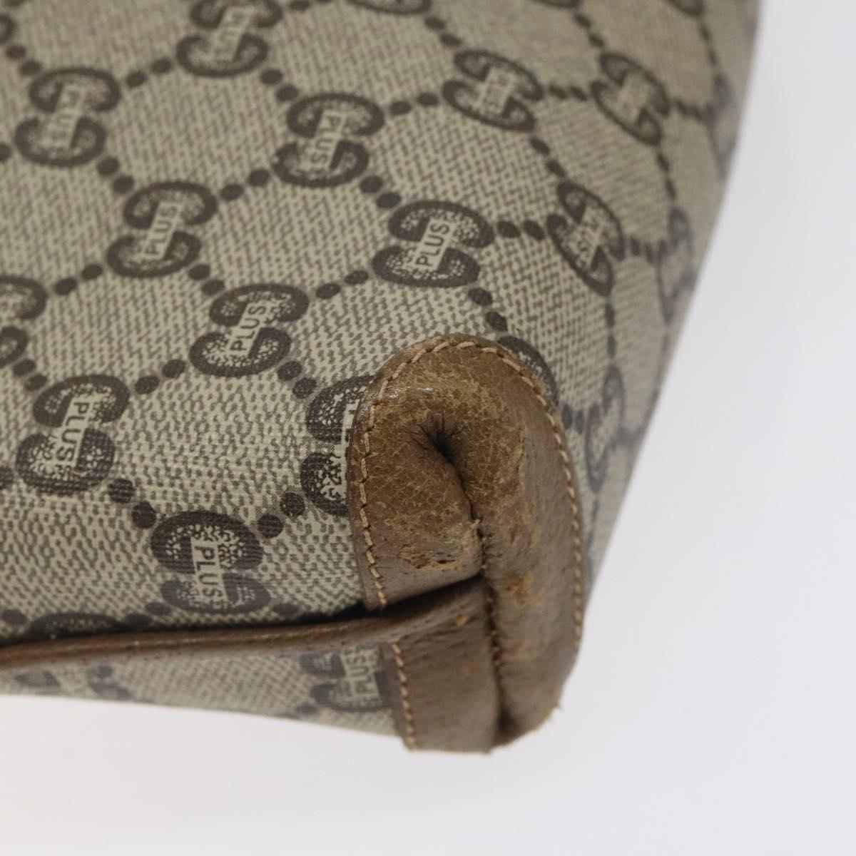 GUCCI GG Plus Supreme Shoulder Bag PVC Beige Gold Auth BA1910