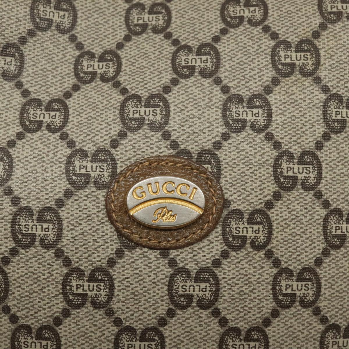 GUCCI GG Plus Supreme Shoulder Bag PVC Beige Gold Auth BA1910