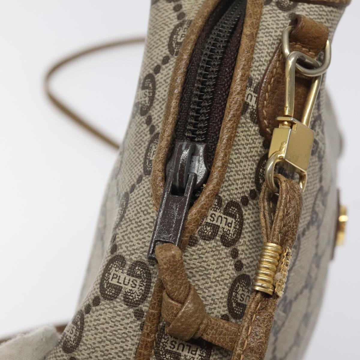 GUCCI GG Plus Supreme Shoulder Bag PVC Beige Gold Auth BA1910