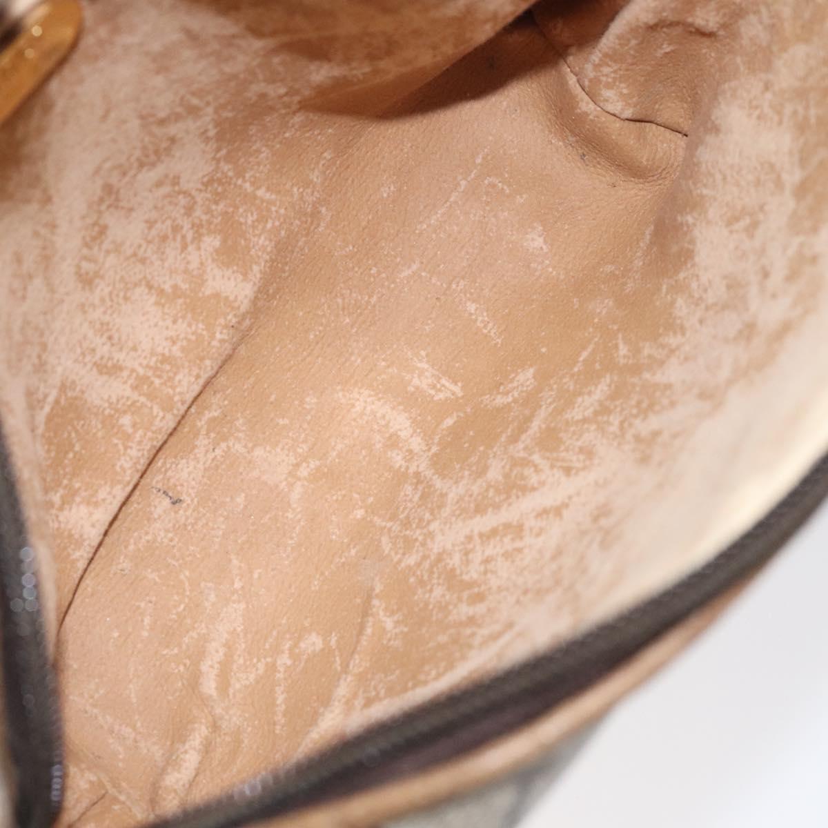 GUCCI GG Plus Supreme Shoulder Bag PVC Beige Gold Auth BA1910