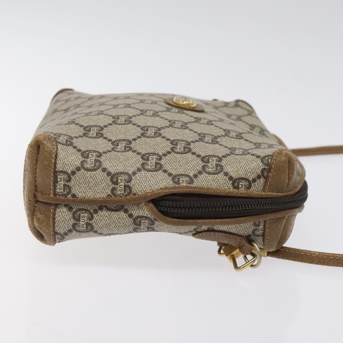 GUCCI GG Plus Supreme Shoulder Bag PVC Beige Gold Auth BA1910