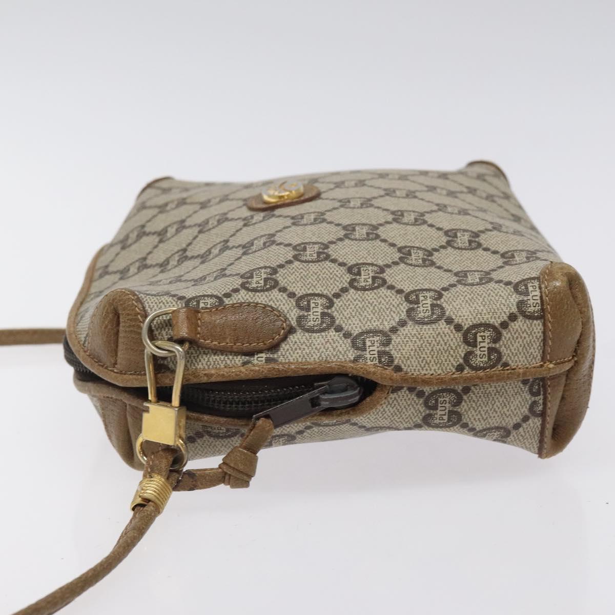 GUCCI GG Plus Supreme Shoulder Bag PVC Beige Gold Auth BA1910