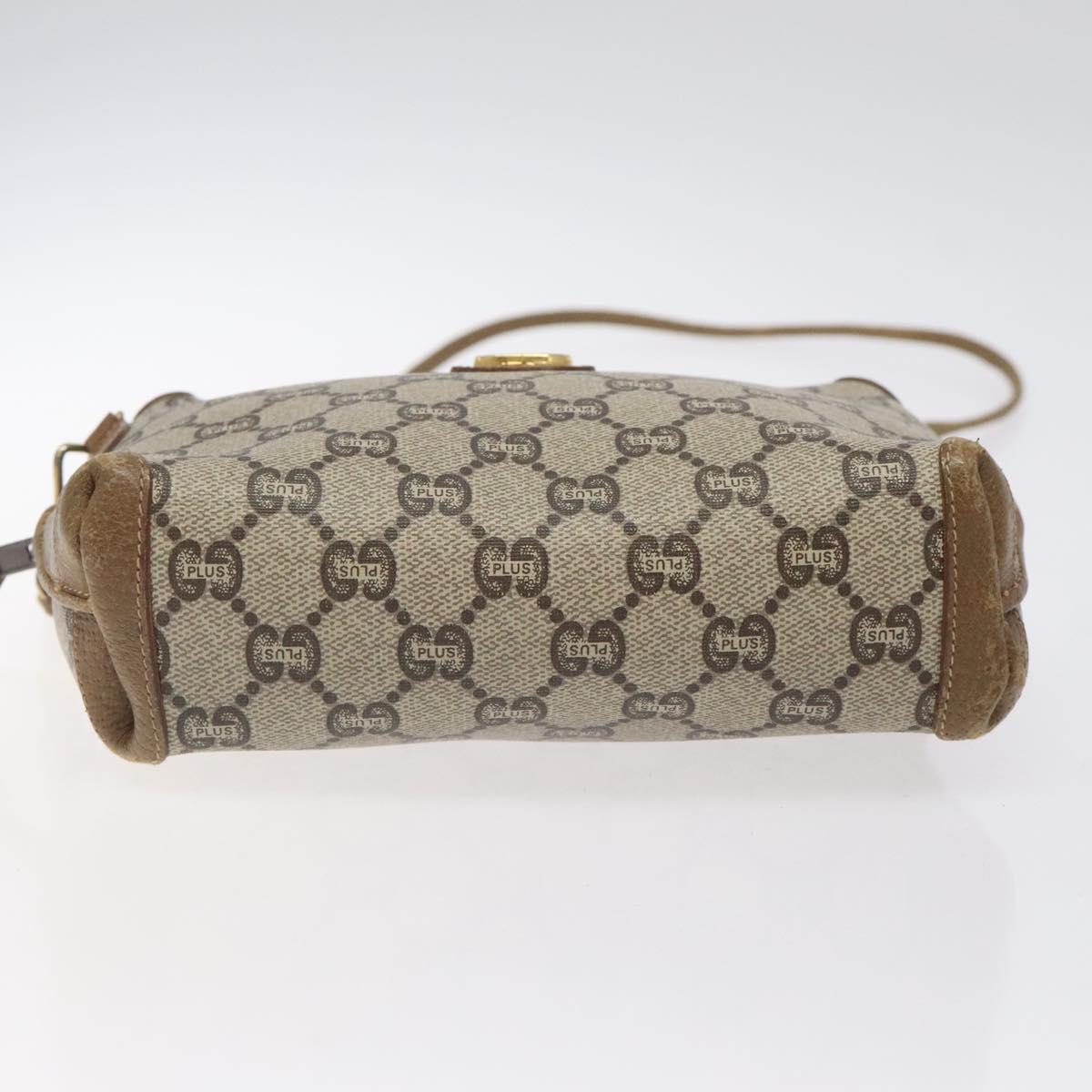 GUCCI GG Plus Supreme Shoulder Bag PVC Beige Gold Auth BA1910