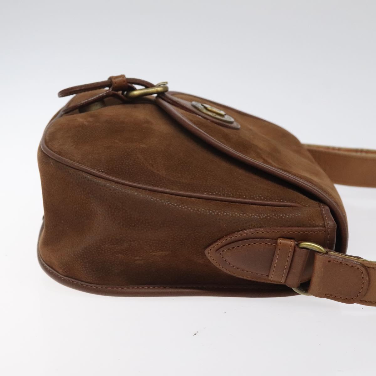Burberrys Shoulder Bag Suede Brown Gold Auth BA1911