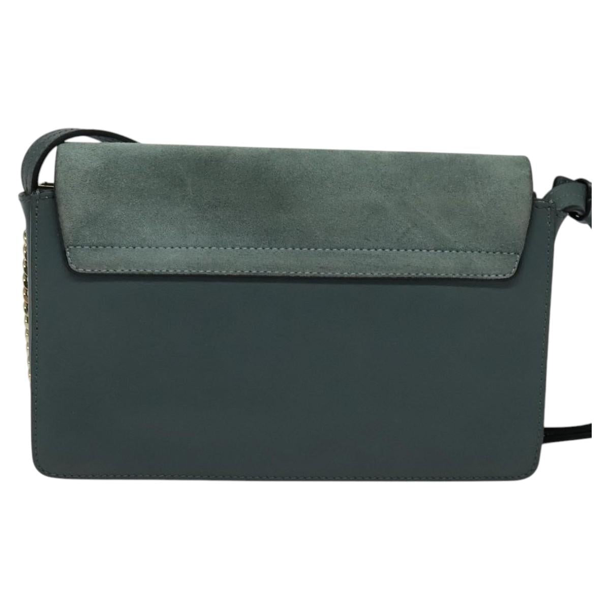 Chloe Fay Shoulder Bag Suede Leather Blue Gold Auth BA1916