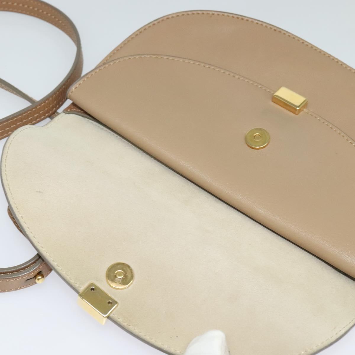 Chloe Georgia Shoulder Bag Leather Beige Gold Auth BA1917