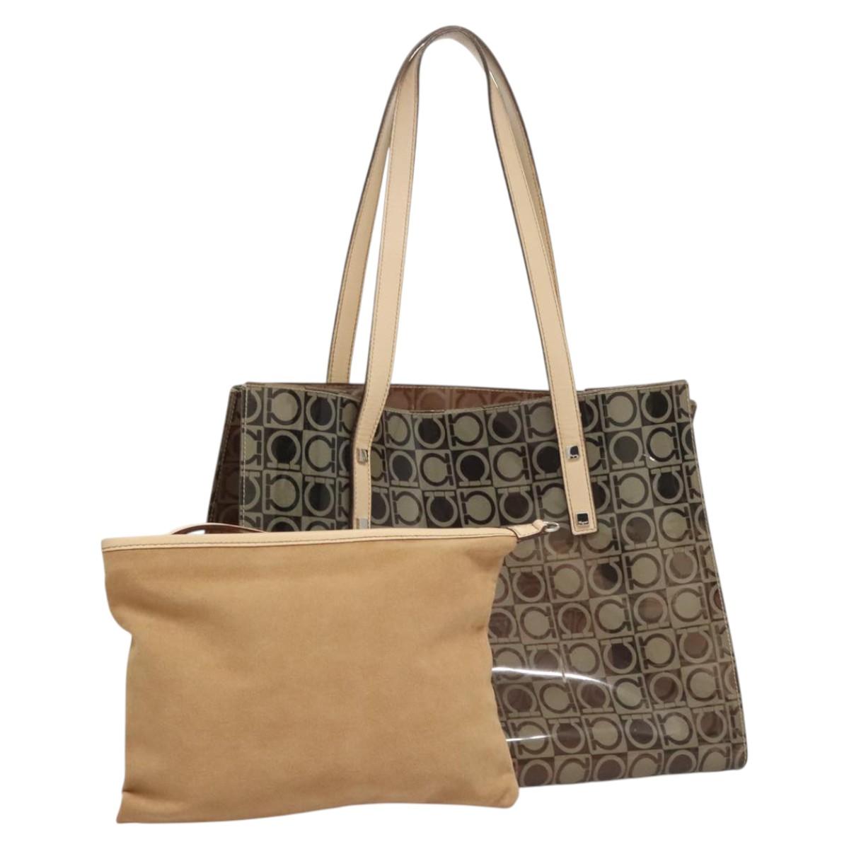 Salvatore Ferragamo Tote Bag Vinyl Brown Auth BA1920