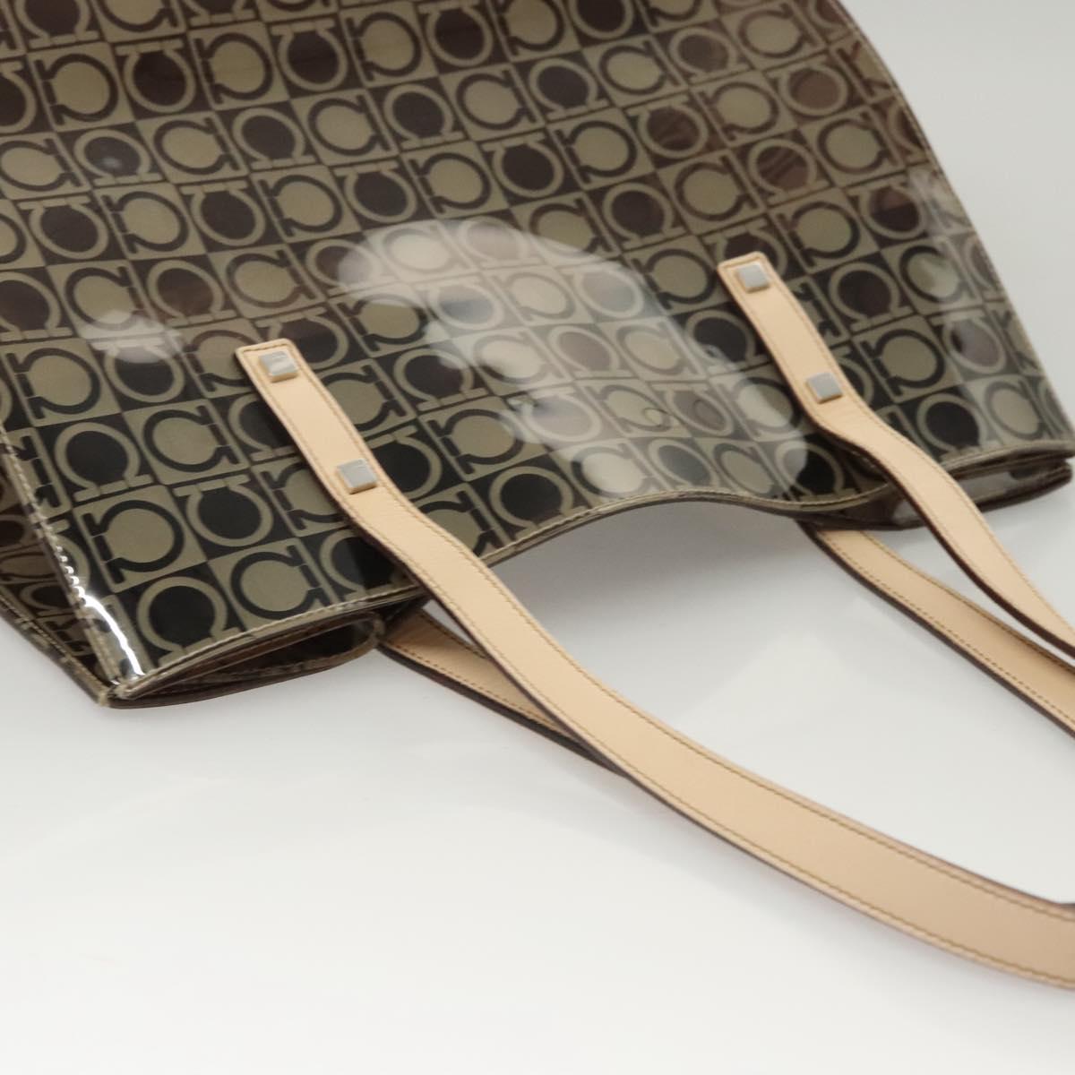 Salvatore Ferragamo Tote Bag Vinyl Brown Auth BA1920