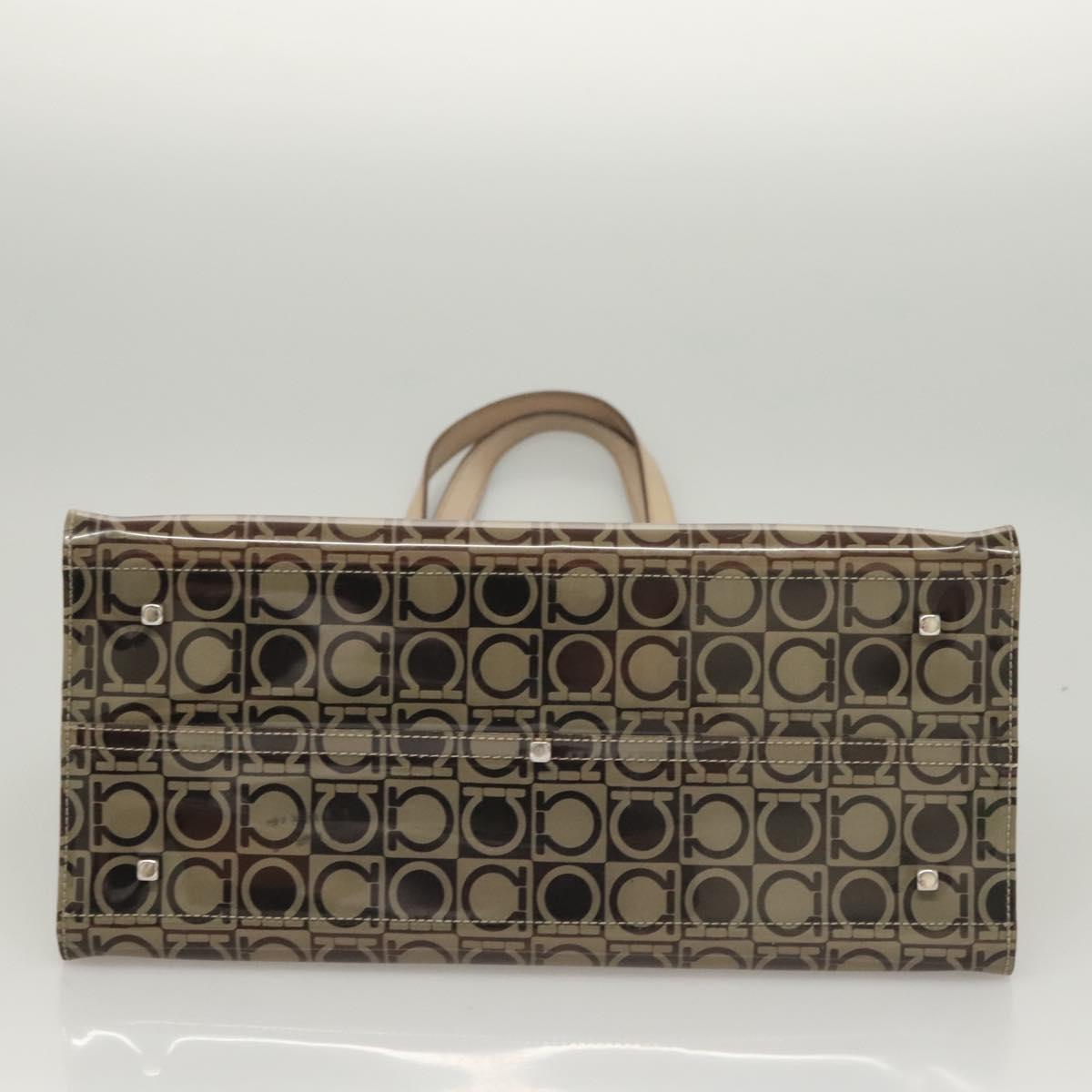 Salvatore Ferragamo Tote Bag Vinyl Brown Auth BA1920