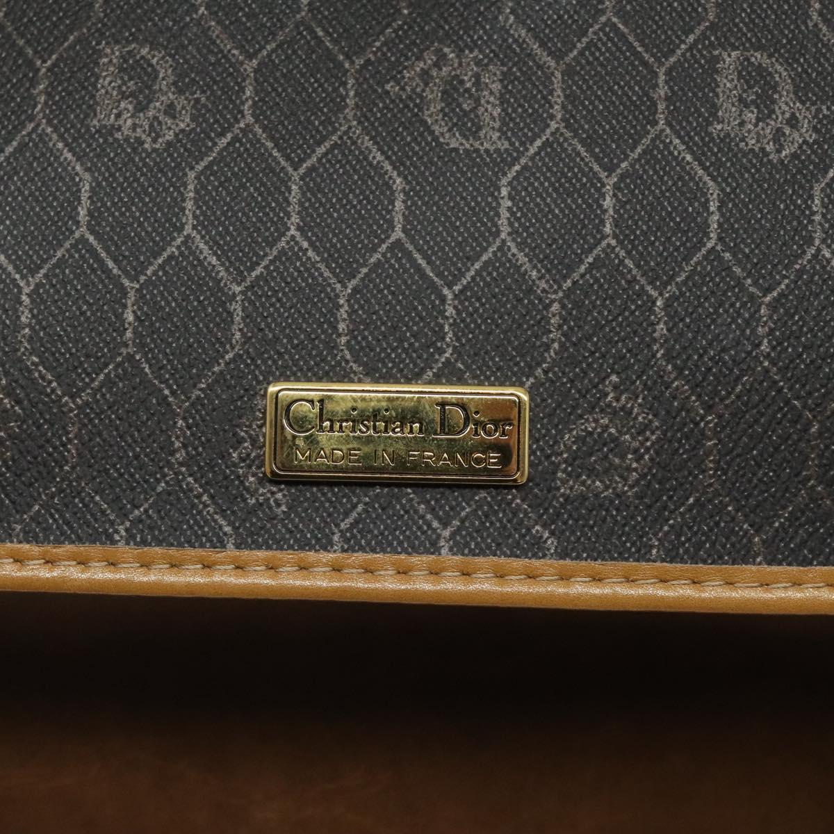 Christian Dior Honeycomb Canvas Shoulder Bag PVC Brown Gold Auth BA1926