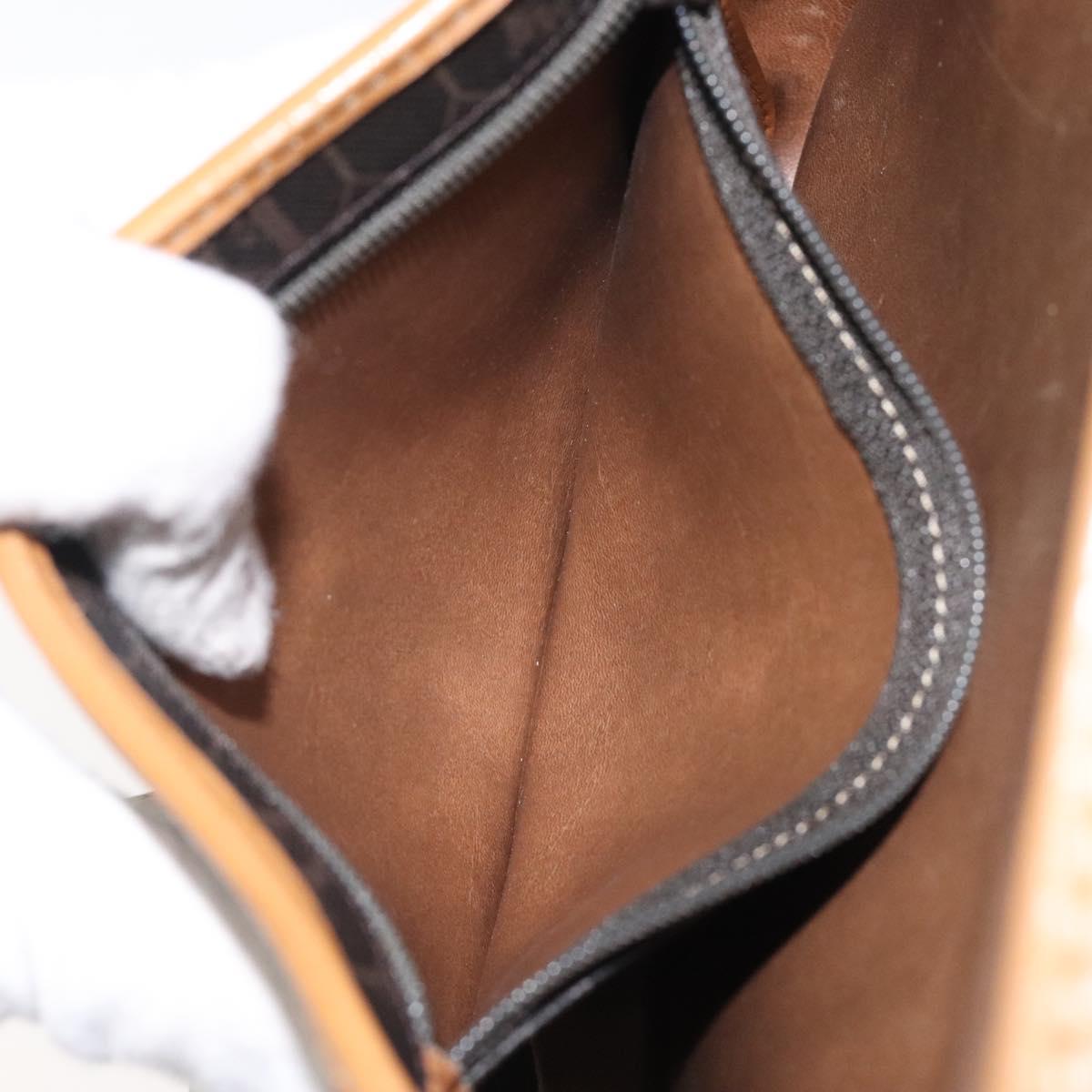 Christian Dior Honeycomb Canvas Shoulder Bag PVC Brown Gold Auth BA1926