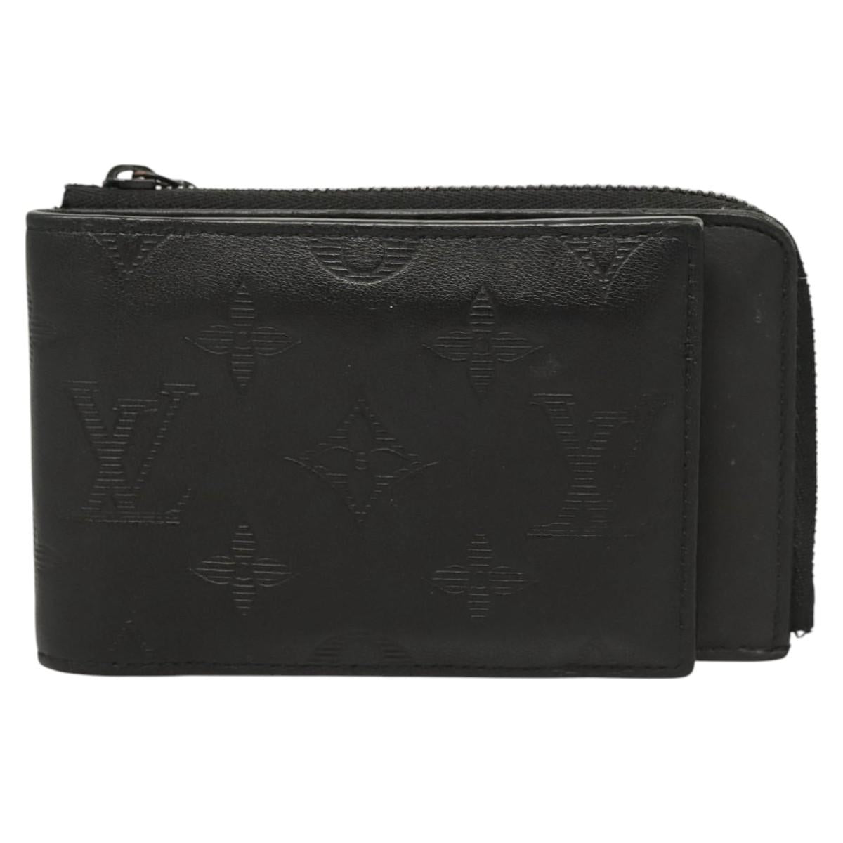 LOUIS VUITTON Monogram Shadow Hybrid Wallet Black M81526 LV Auth BA1929