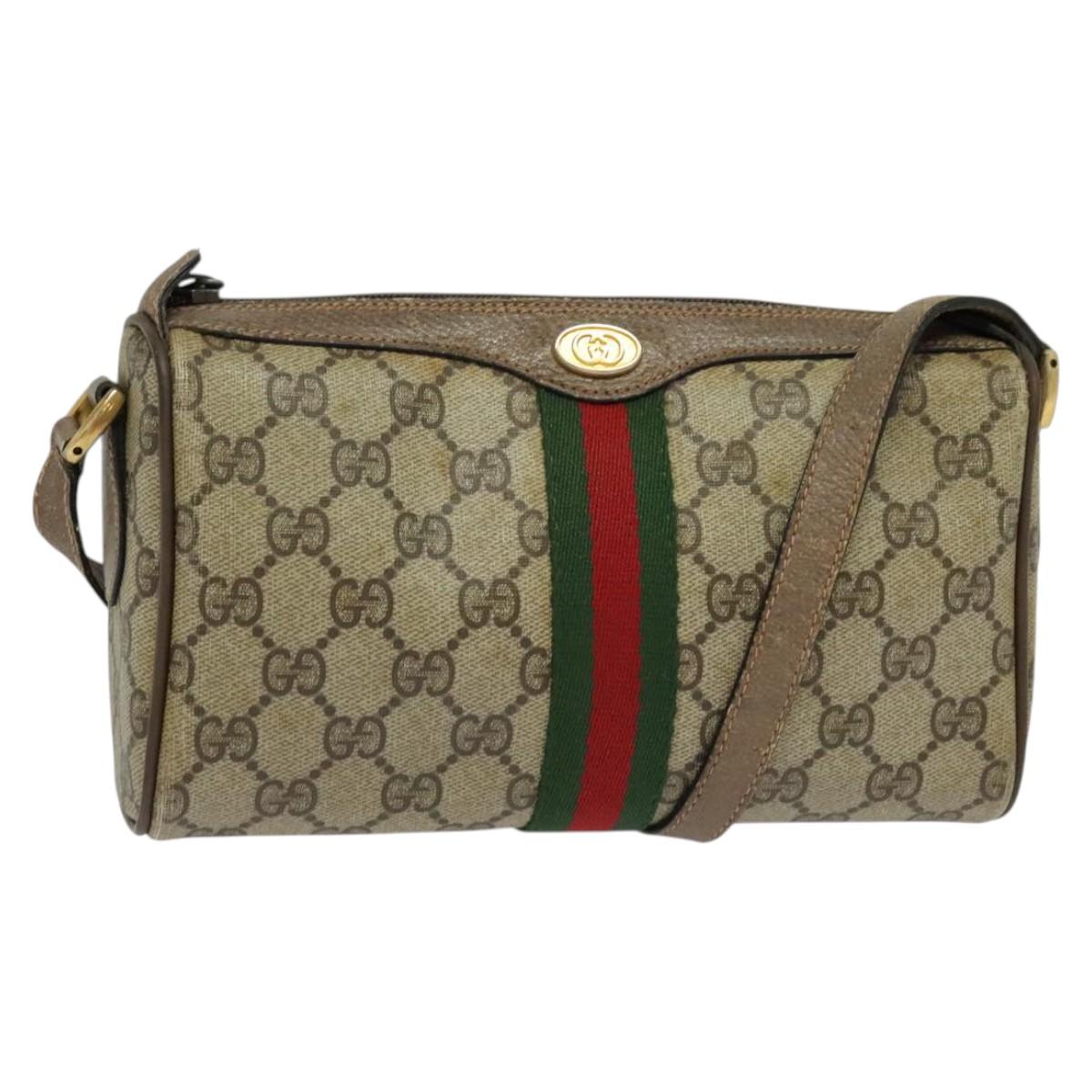GUCCI GG Supreme Web Sherry Line Shoulder Bag PVC Beige 89 02 018 Auth BA1933