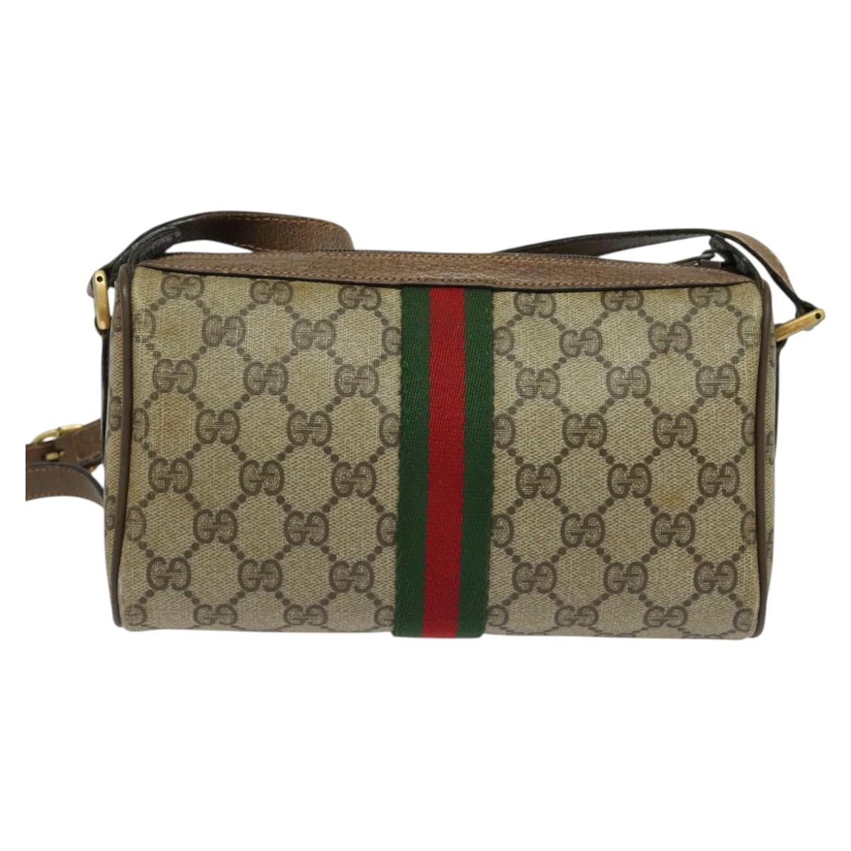 GUCCI GG Supreme Web Sherry Line Shoulder Bag PVC Beige 89 02 018 Auth BA1933