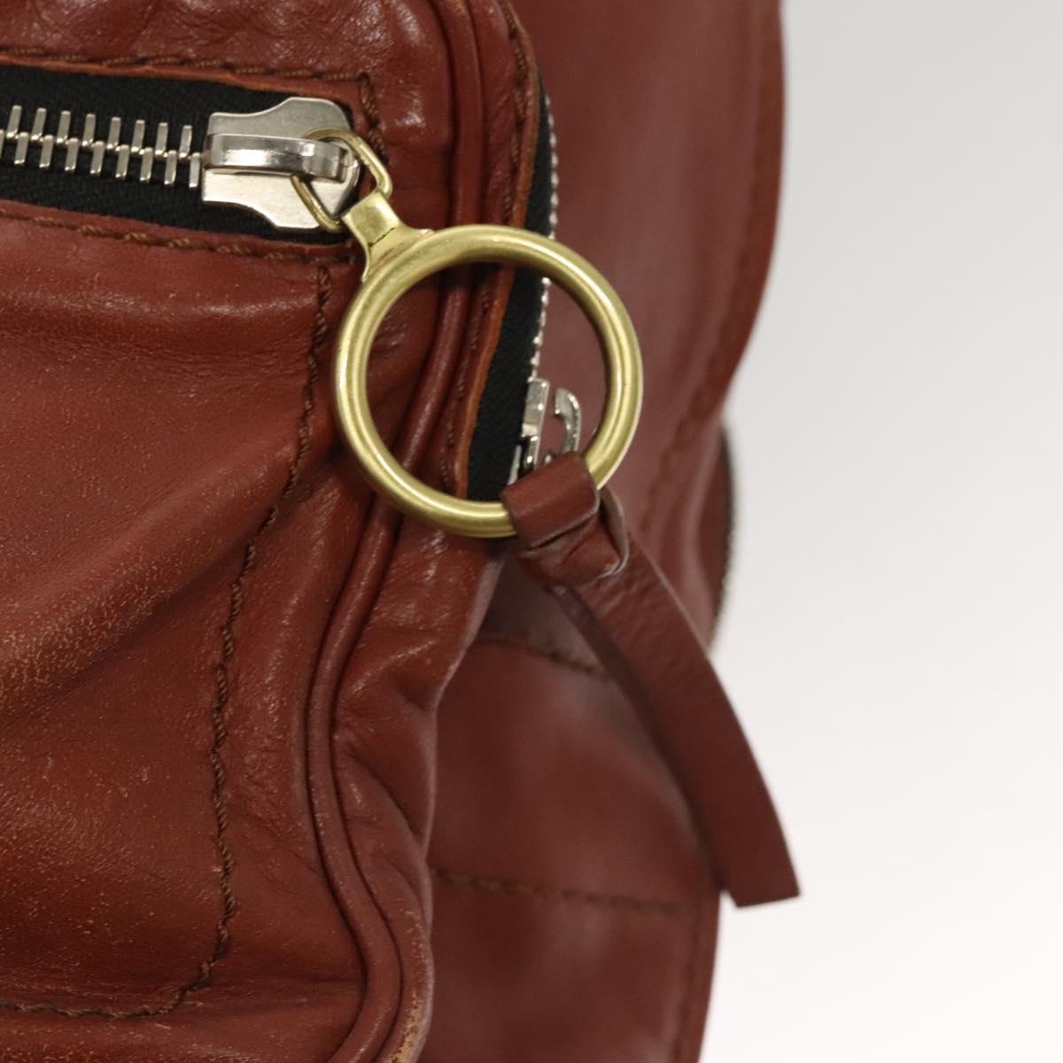 Chloe Betty Hand Bag Leather Brown Silver gold Auth BA1940