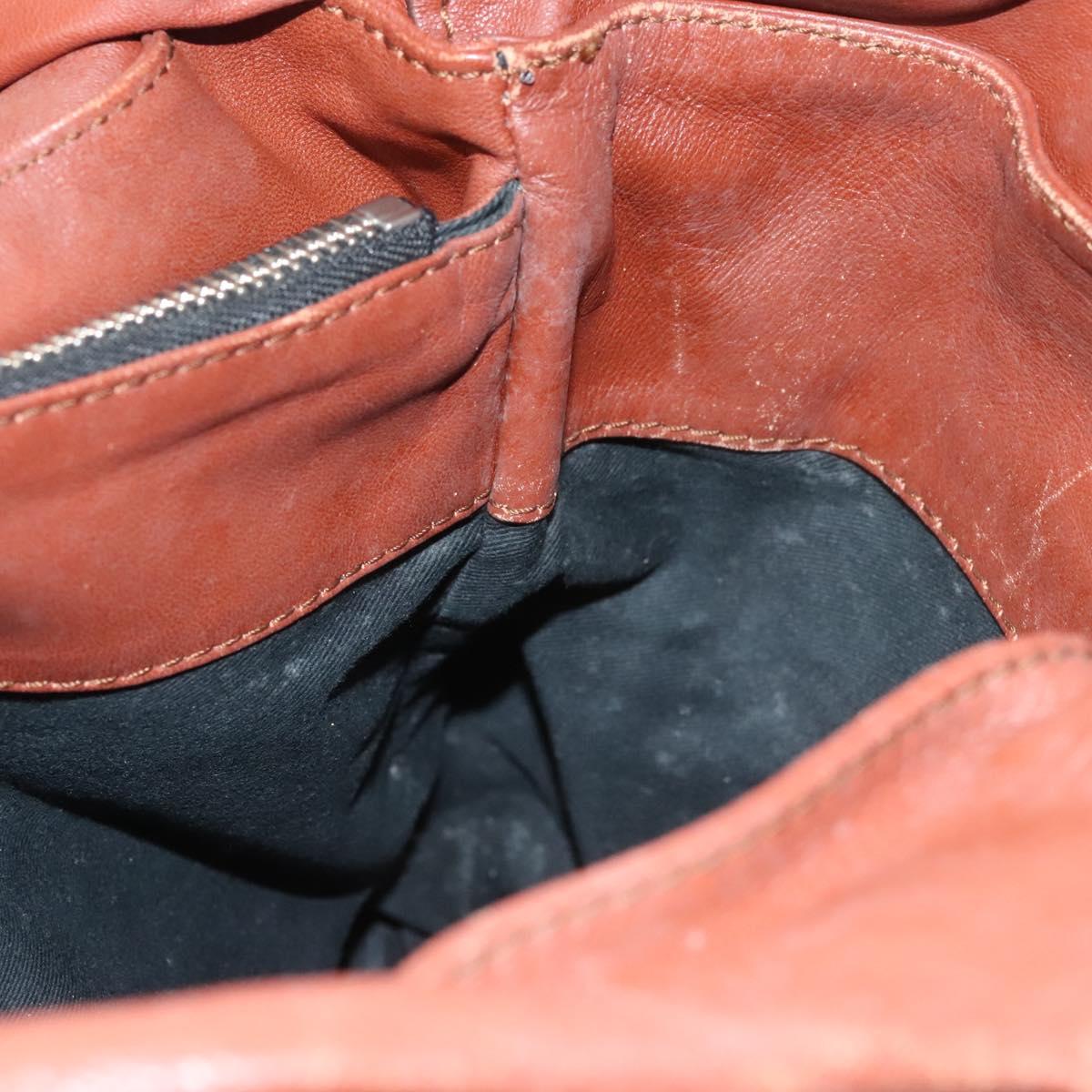 Chloe Betty Hand Bag Leather Brown Silver gold Auth BA1940