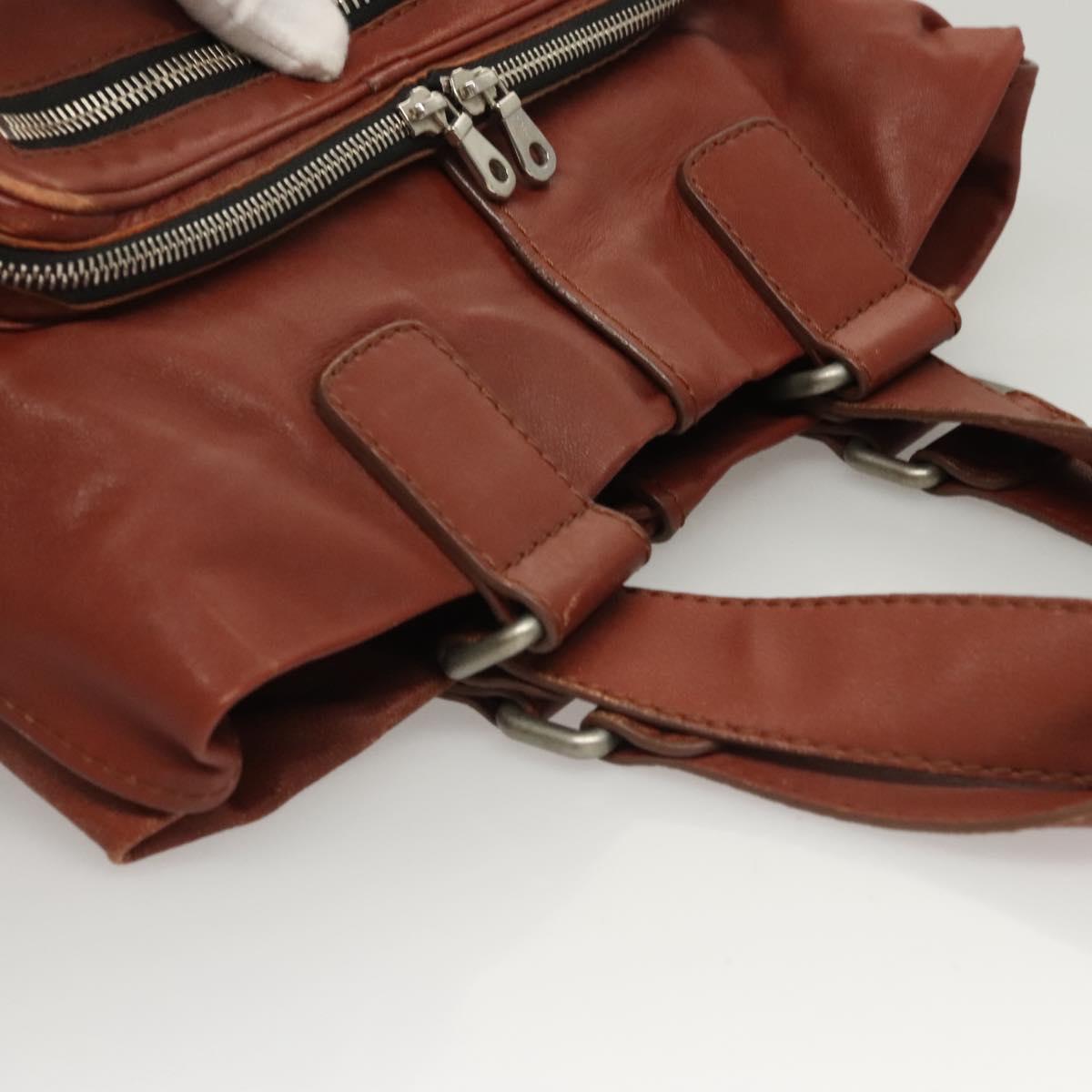 Chloe Betty Hand Bag Leather Brown Silver gold Auth BA1940