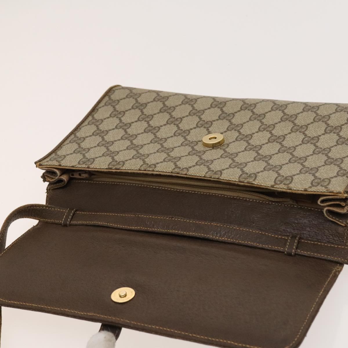 GUCCI GG Supreme Shoulder Bag PVC Beige Gold 904 02 050 Auth BA1943