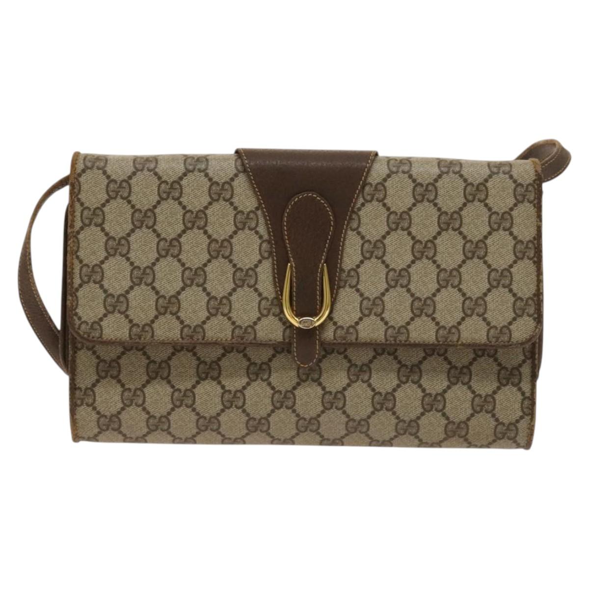 GUCCI GG Supreme Shoulder Bag PVC Beige Gold 904 02 050 Auth BA1943