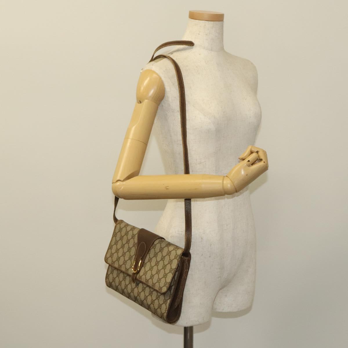 GUCCI GG Supreme Shoulder Bag PVC Beige Gold 904 02 050 Auth BA1943