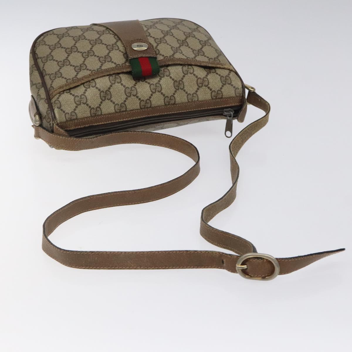 GUCCI GG Supreme Web Sherry Line Shoulder Bag PVC Beige 89 02 032 Auth BA1944