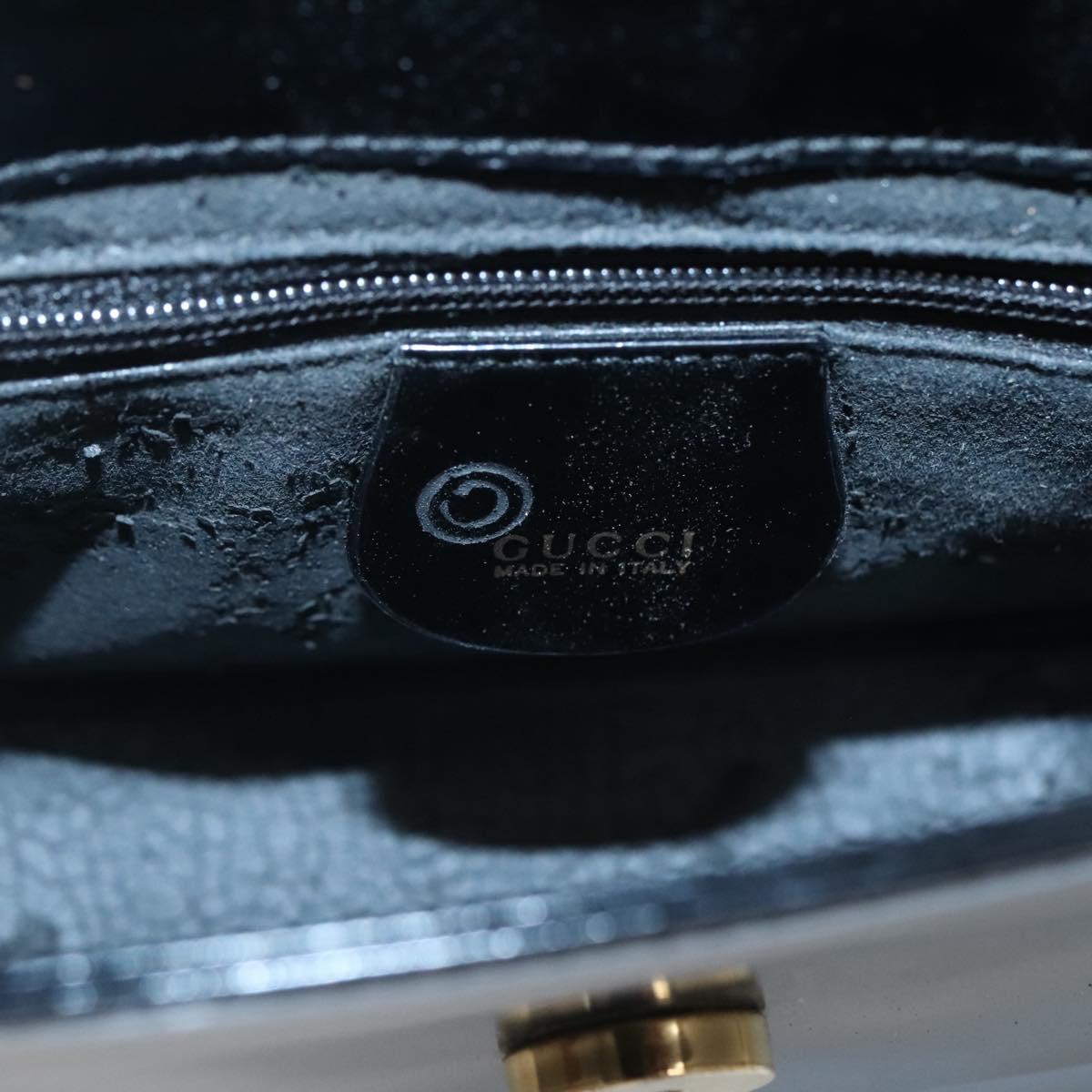 GUCCI Shoulder Bag Enamel Black Gold 007 3444 0282 Auth BA1950