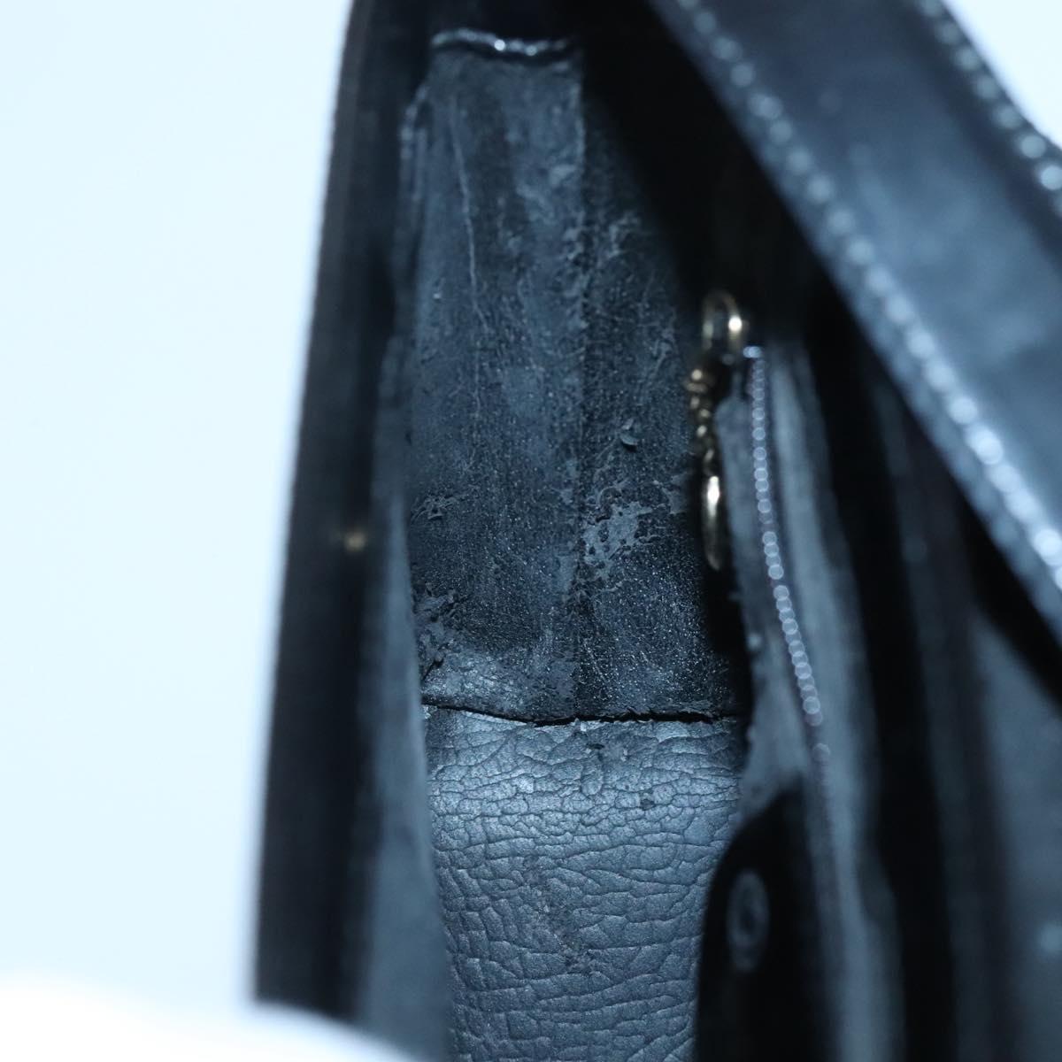 GUCCI Shoulder Bag Enamel Black Gold 007 3444 0282 Auth BA1950