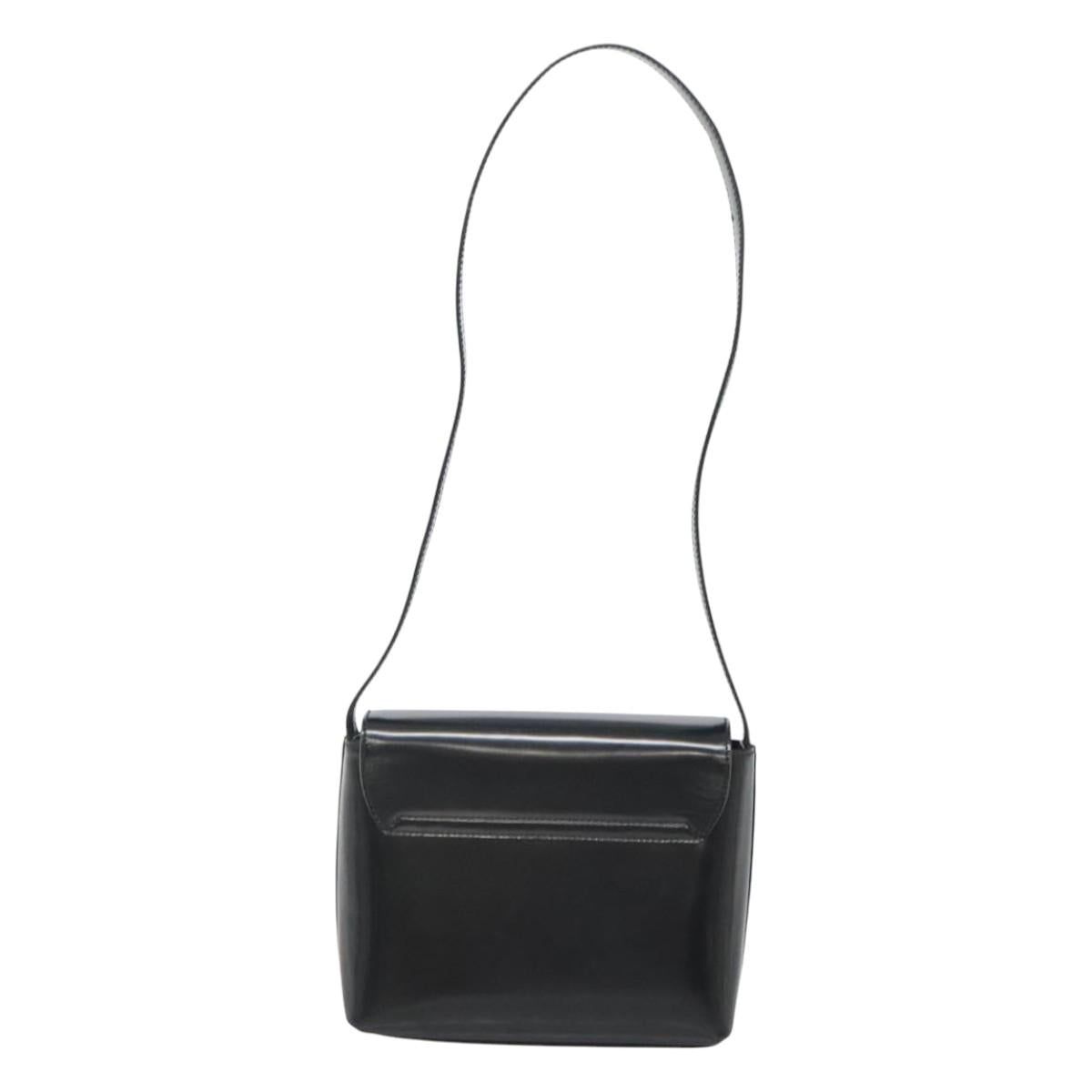 GUCCI Shoulder Bag Enamel Black Gold 007 3444 0282 Auth BA1950