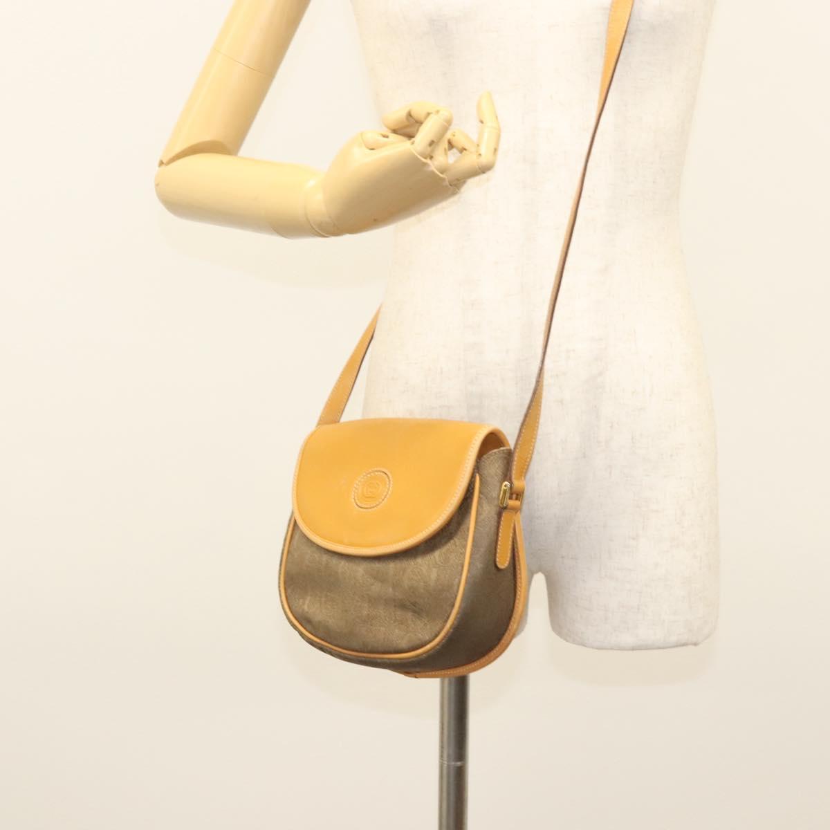 GUCCI Shoulder Bag Canvas Leather Beige 007 261 0074 Auth BA1953