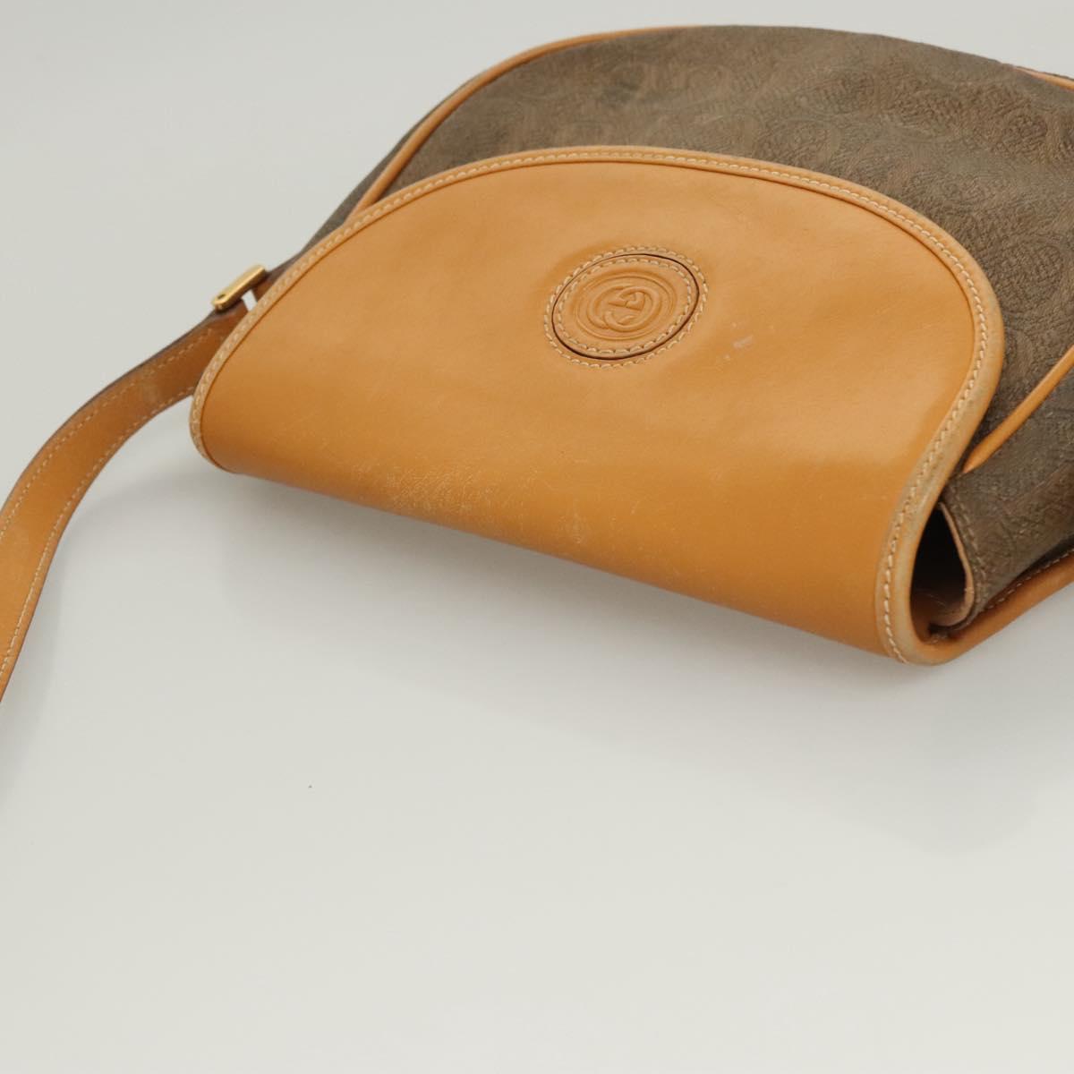 GUCCI Shoulder Bag Canvas Leather Beige 007 261 0074 Auth BA1953