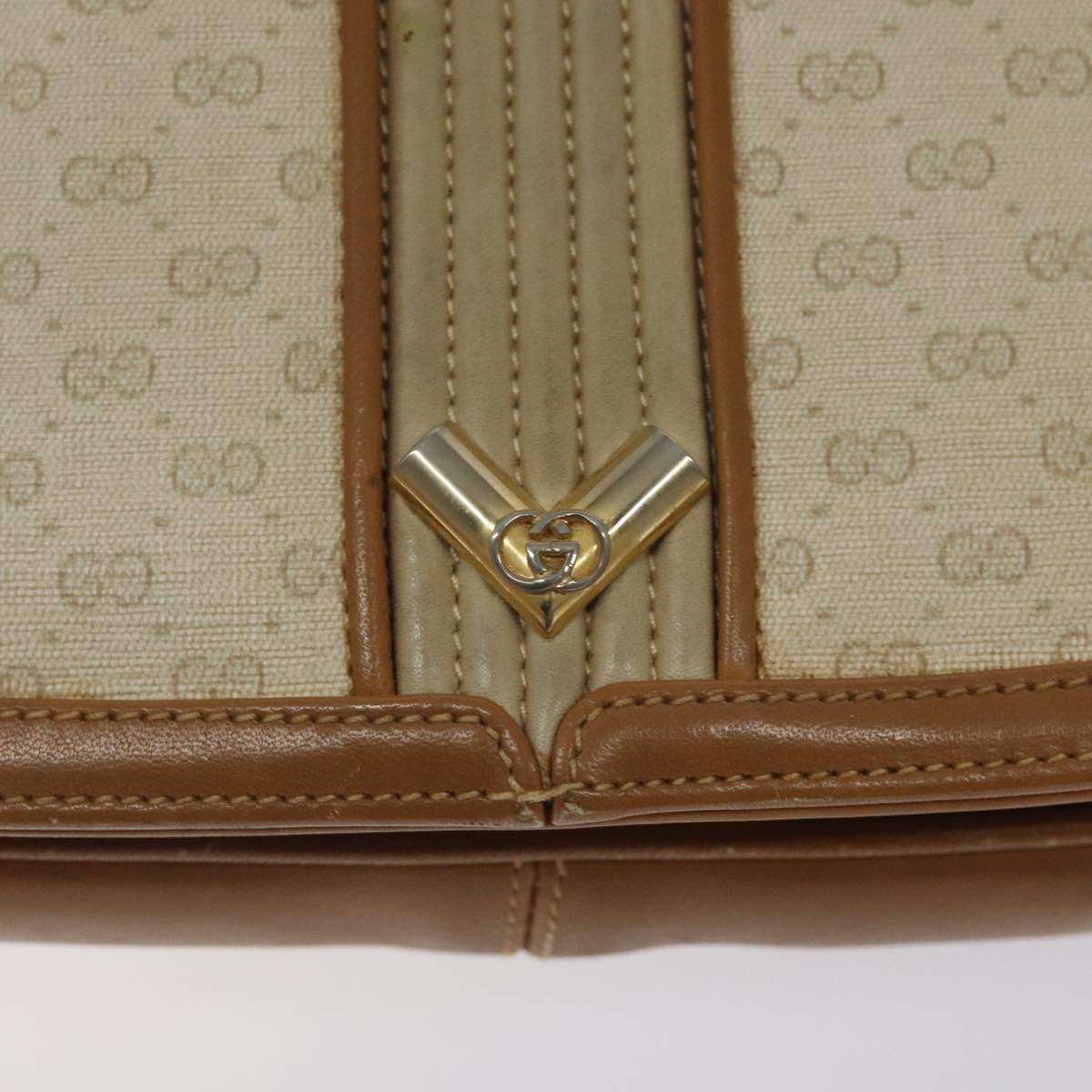 GUCCI Micro GG Supreme Shoulder Bag PVC White Gold Auth BA1955