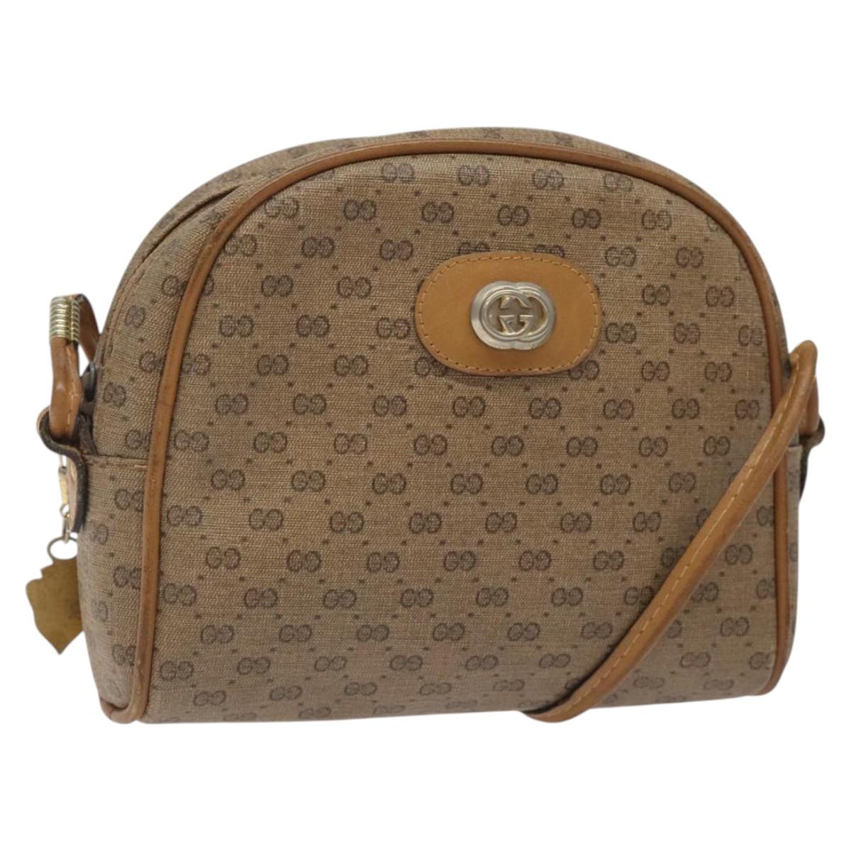 GUCCI Micro GG Supreme Shoulder Bag PVC Beige Auth BA1956