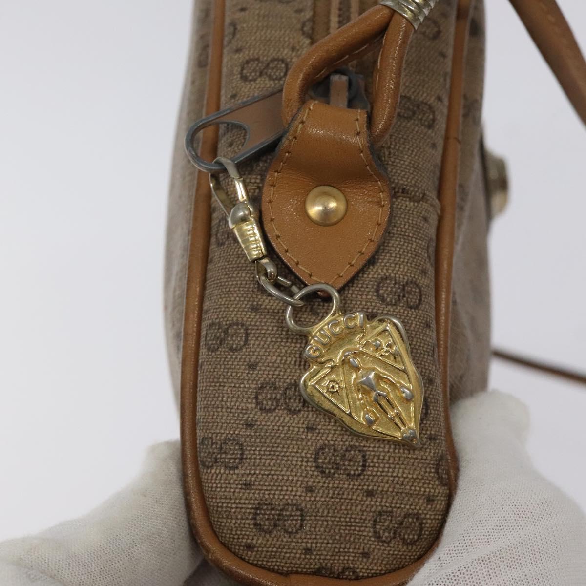 GUCCI Micro GG Supreme Shoulder Bag PVC Beige Auth BA1956