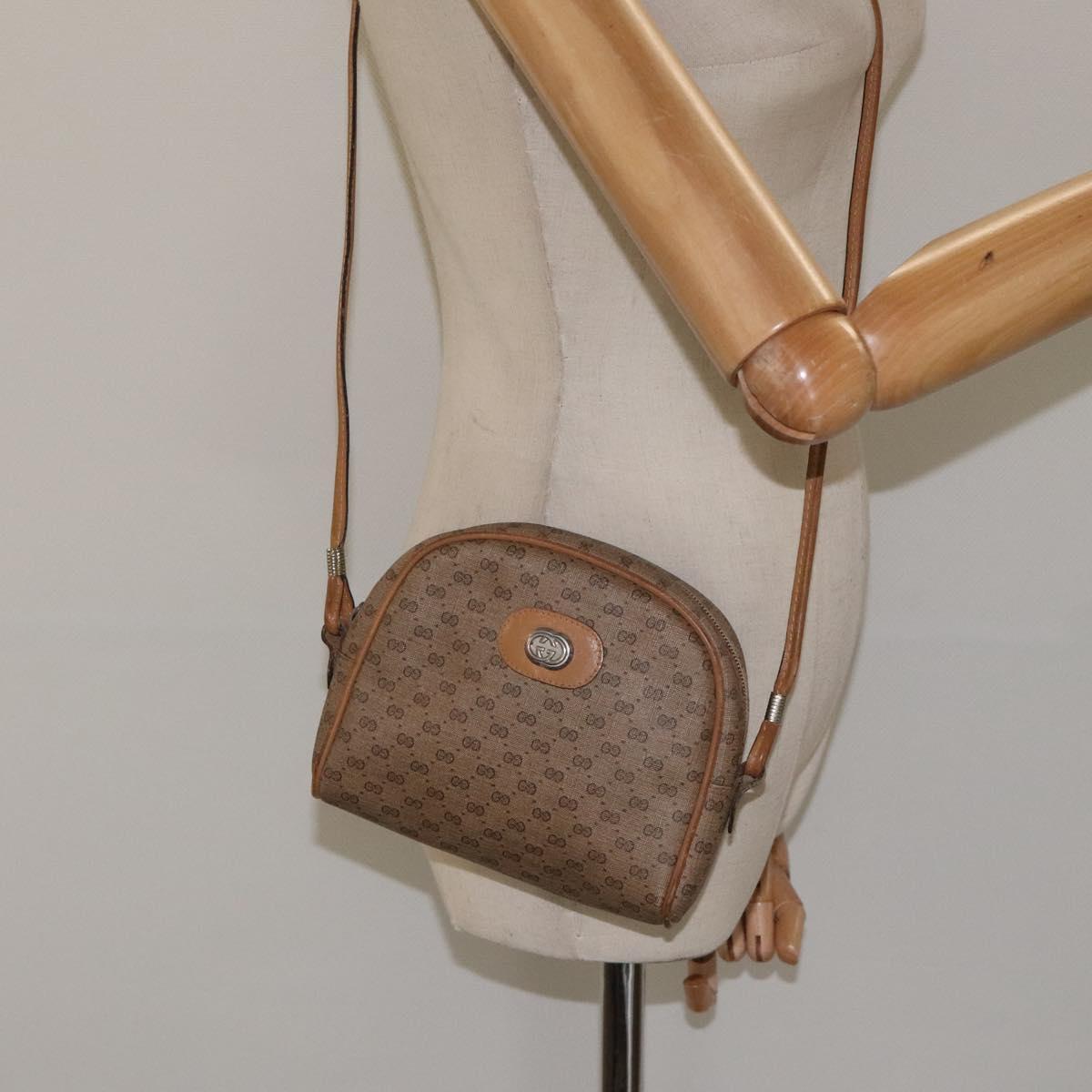 GUCCI Micro GG Supreme Shoulder Bag PVC Beige Auth BA1956