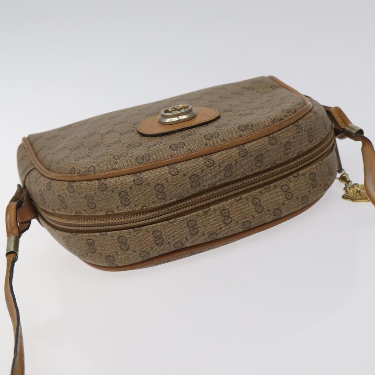 GUCCI Micro GG Supreme Shoulder Bag PVC Beige Auth BA1956