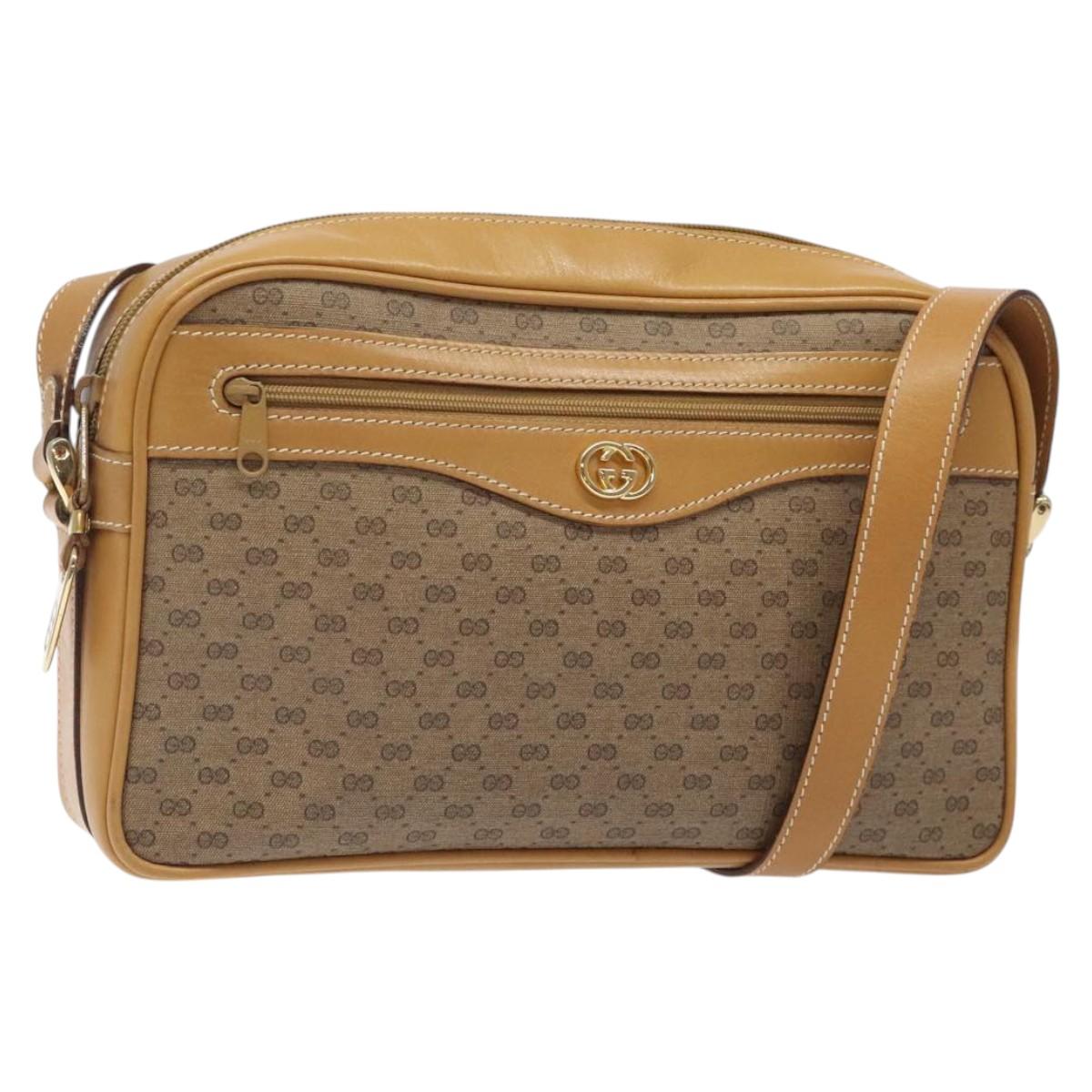GUCCI Micro GG Supreme Shoulder Bag PVC Beige Gold 001 067 1281 Auth BA1957