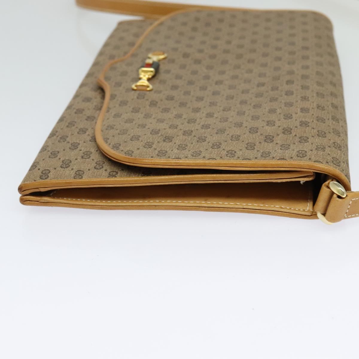 GUCCI Micro GG Supreme Shoulder Bag PVC Beige Gold Auth BA1958
