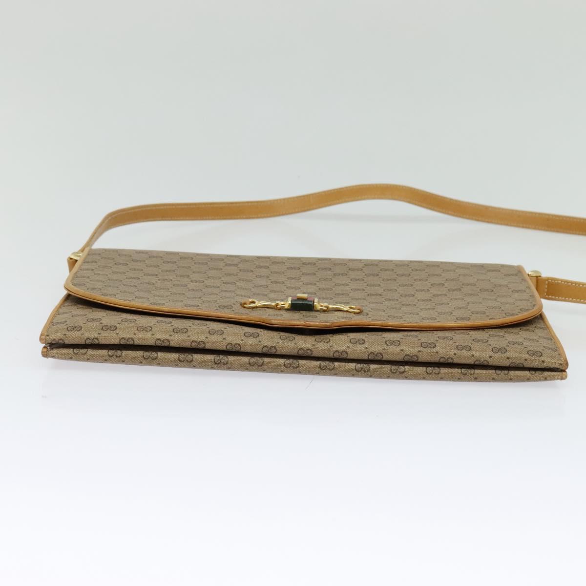GUCCI Micro GG Supreme Shoulder Bag PVC Beige Gold Auth BA1958